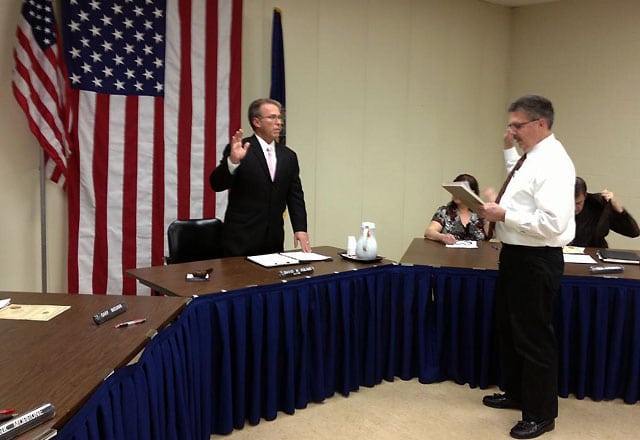 Mayor David Poling taking the oath of office / submitted photo
