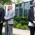 County Detective Captain Anthony McClure (left), Emergency Services Director Wes Hill, Republican District Attorney Candidate David Lozier / photo by John Paul
